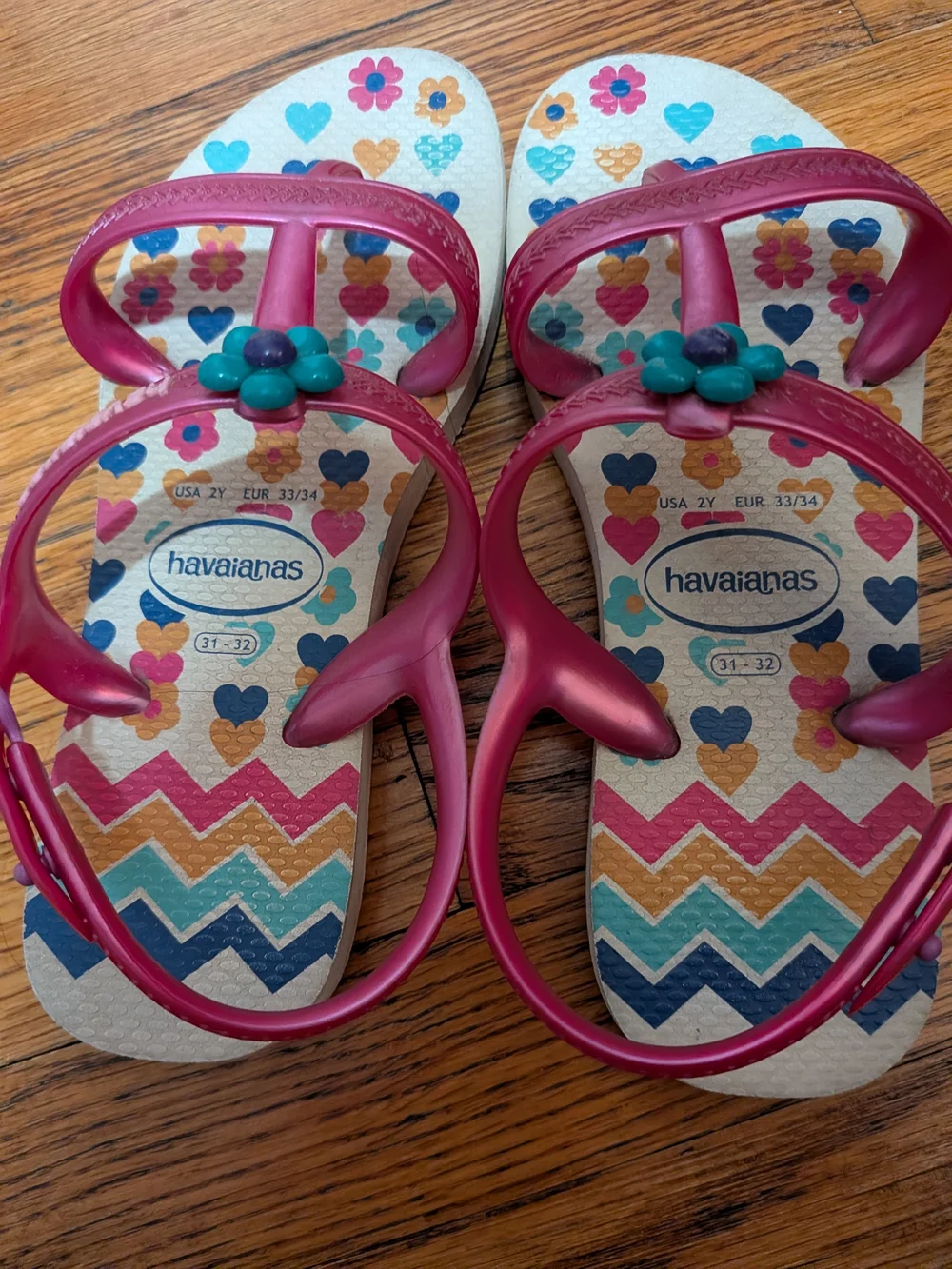 Havaianas Pink Girls' Flower Accent Strap Sandals